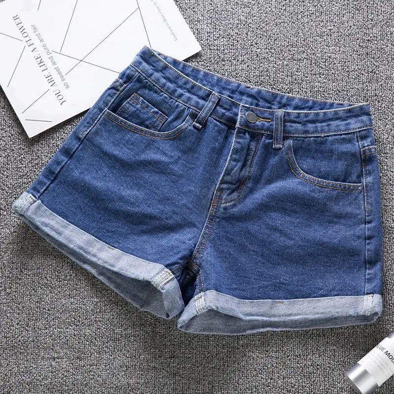 Women High Waist Dark Wash Denim Shorts 2022
