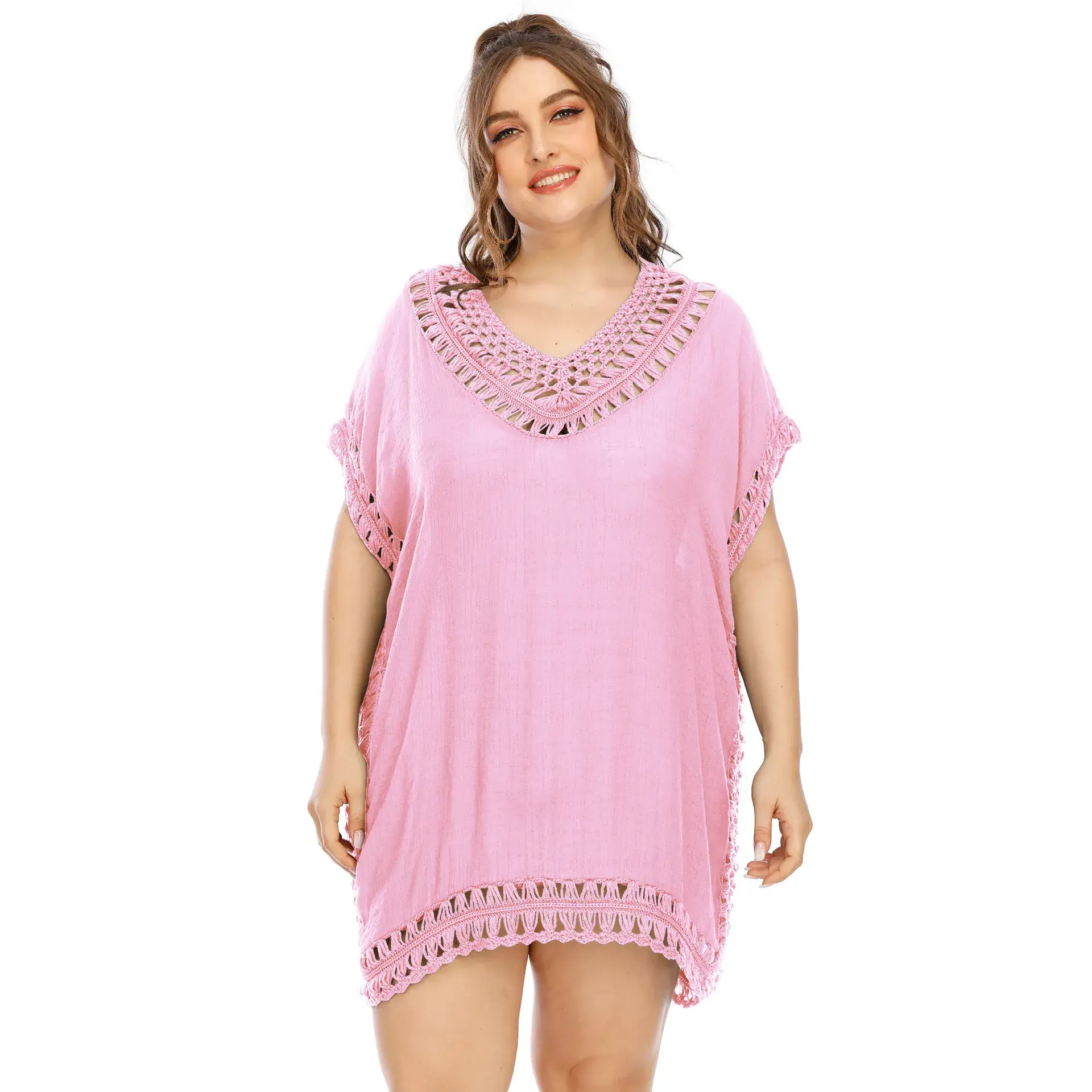 Plus Size Purple V Neck Beach Dress Hand Stitched - Image 13