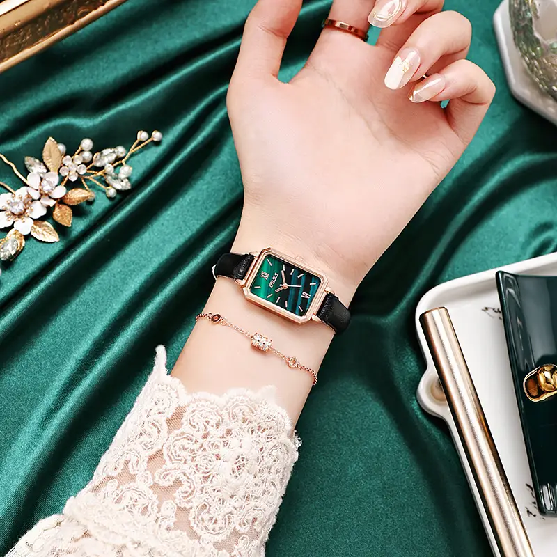 Douyin Little Green Watch Internet Celebrity Live Drainage Small Square Watch Women's Watch Retro Fashion Quartz Watch
