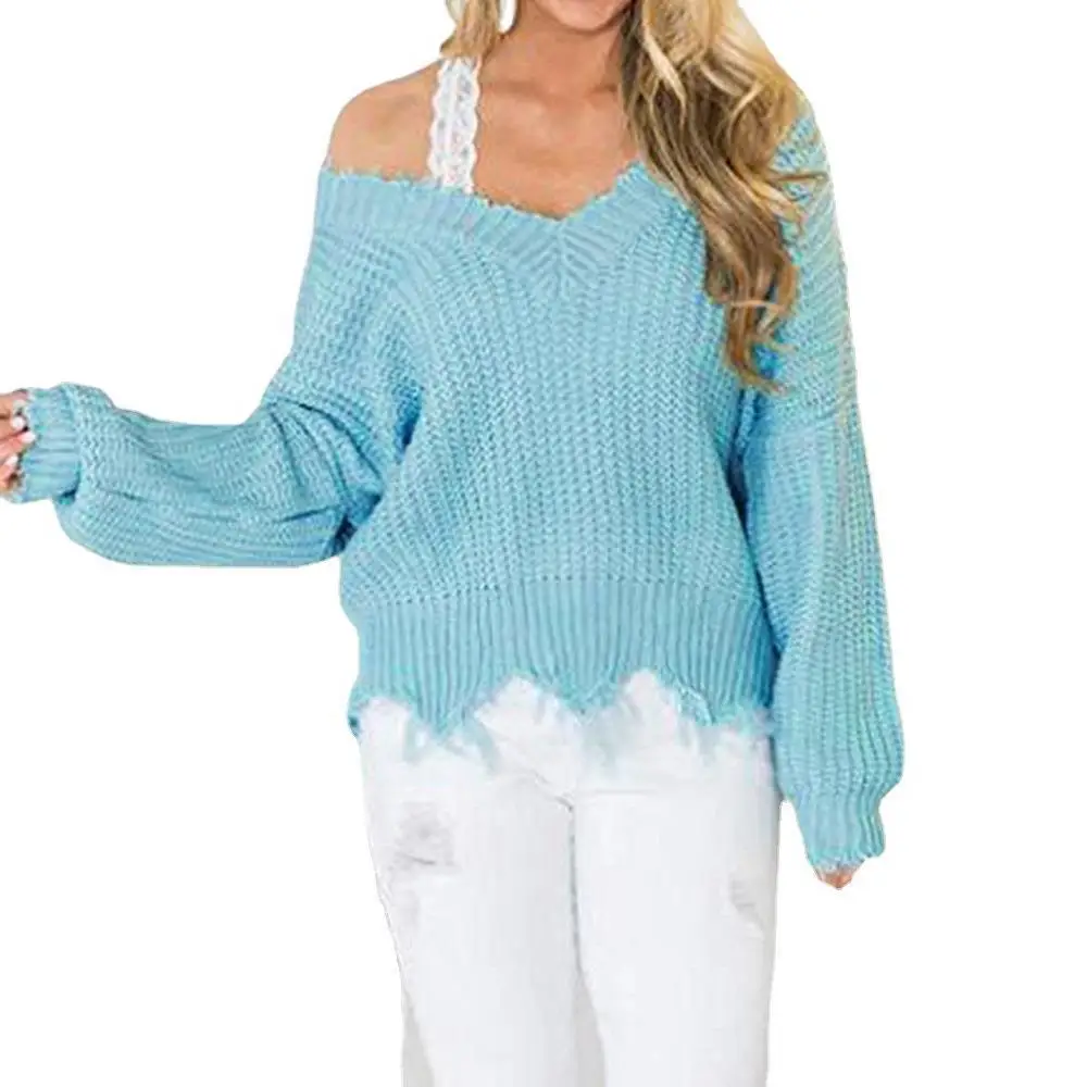 Women Thick Knitted Sweater with Tassels Olive Green