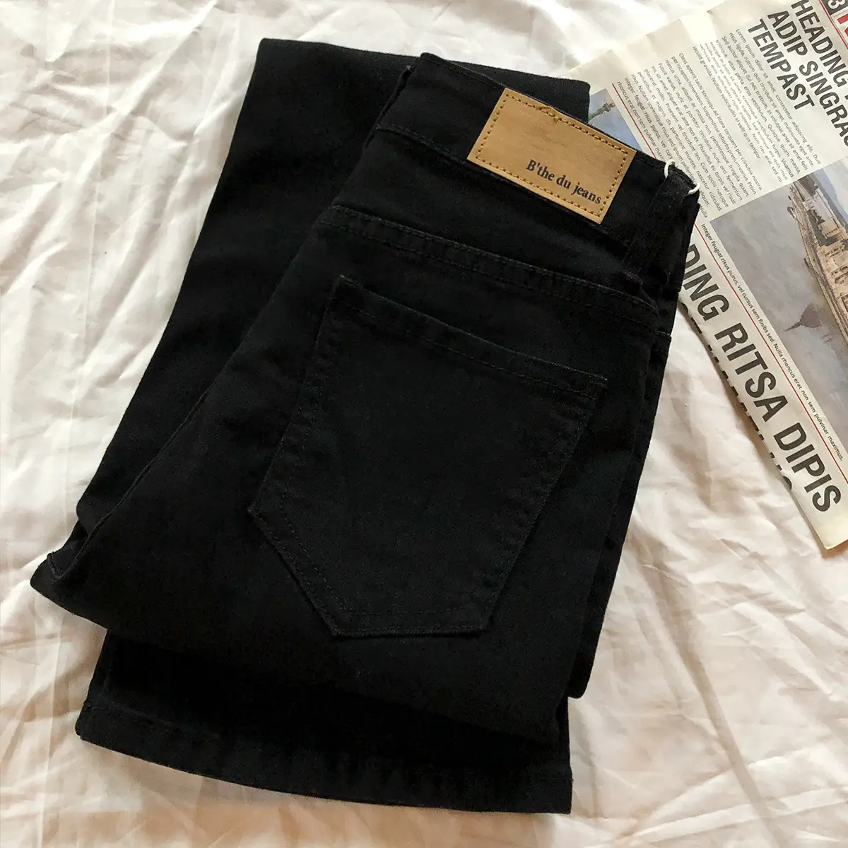 Black Flared Skinny Jeans Women Spring Autumn 2021 - Image 3