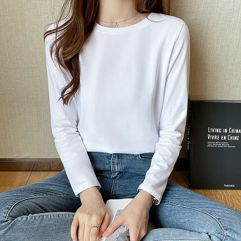 Women Loose Cotton Top White Long Sleeve 2025 - Image 3