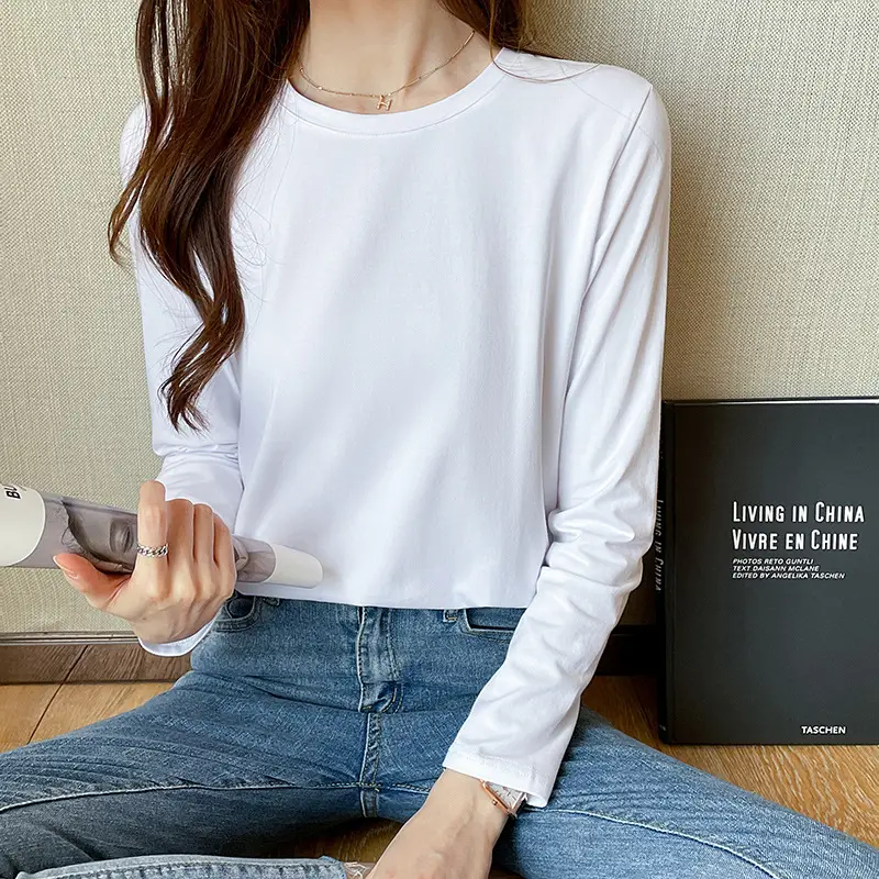 Women Loose Cotton Top White Long Sleeve 2025 - Image 5