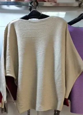 Women's Brown Knit Pullover with Bat Sleeves - Image 13