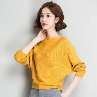 Women's Brown Knit Pullover with Bat Sleeves - Image 14