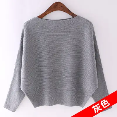 Women's Brown Knit Pullover with Bat Sleeves - Image 4