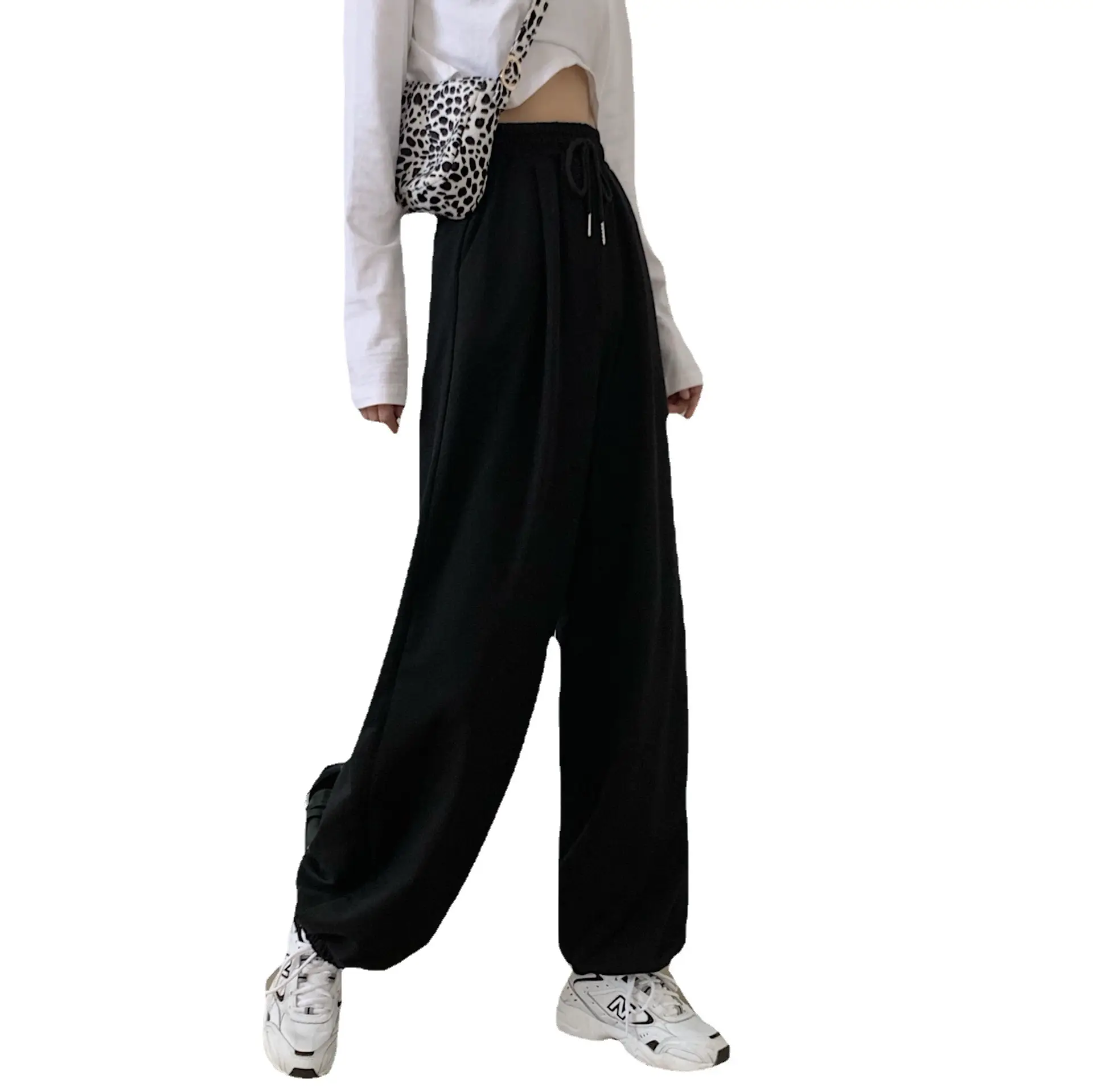 Women Grey Wide Leg Pants High Waist Casual Spring Autumn - Image 7