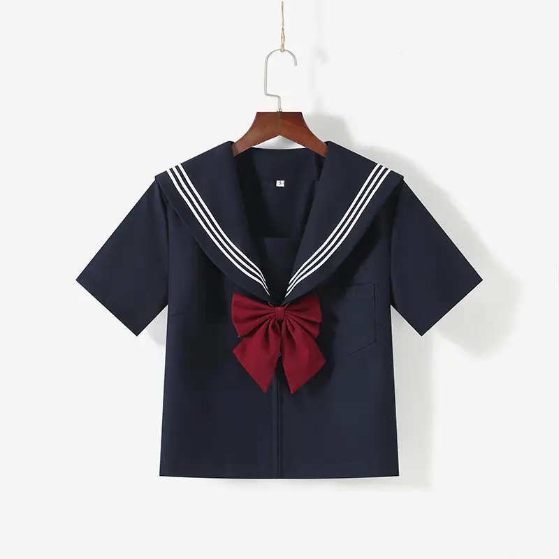 Japanese JK Uniform Pleated Skirt Cyan White Three Piece Set - Image 4