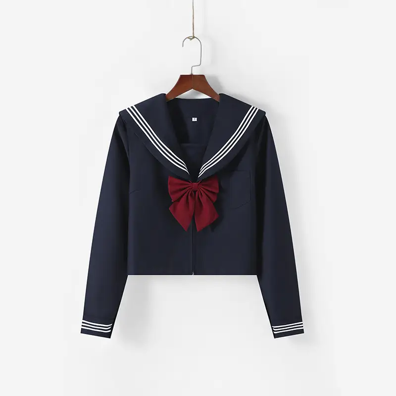 Japanese JK Uniform Pleated Skirt Cyan White Three Piece Set - Image 3