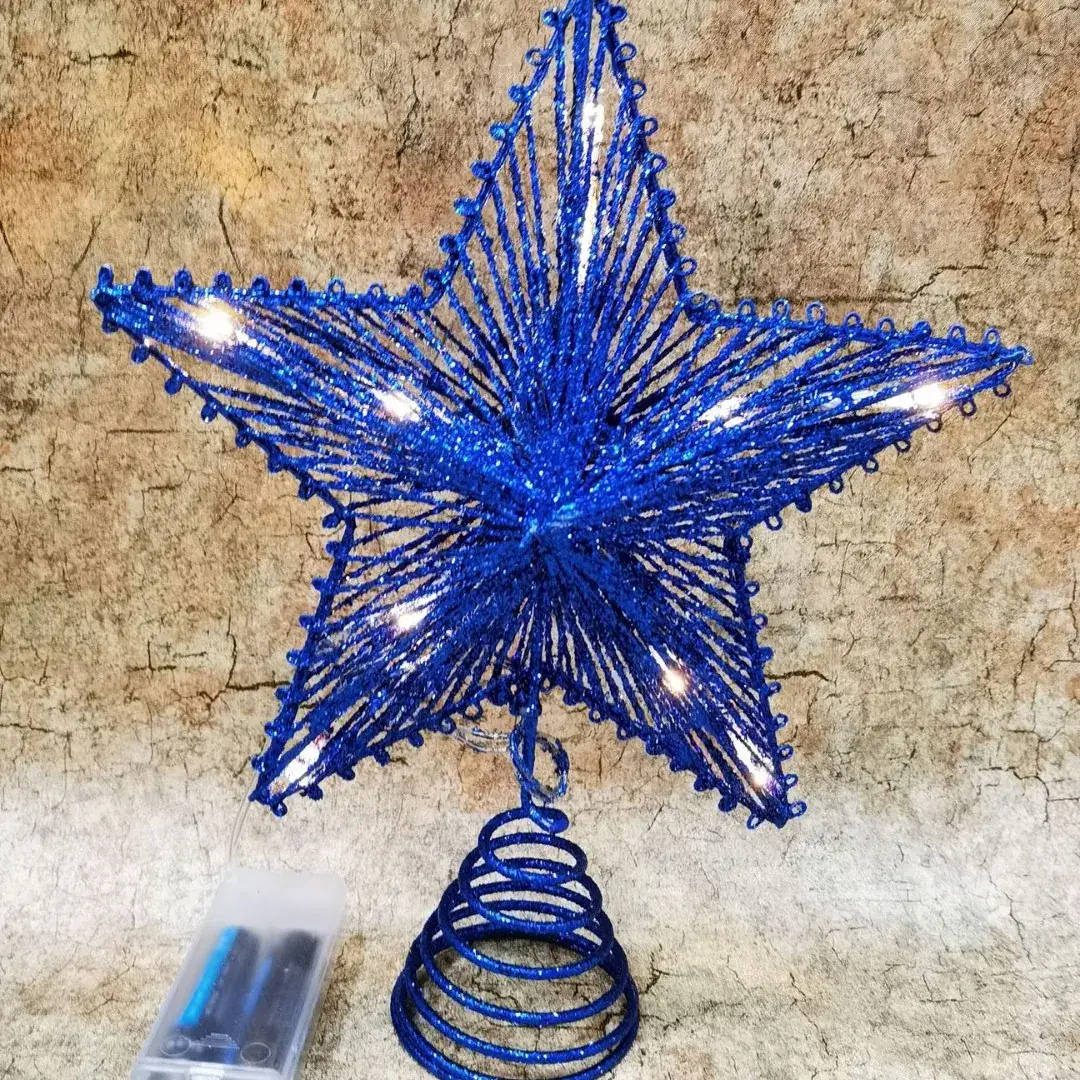 2025 Blue Star Christmas Tree Top with Lights - Image 17