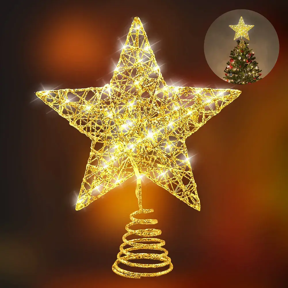 2025 Blue Star Christmas Tree Top with Lights - Image 2