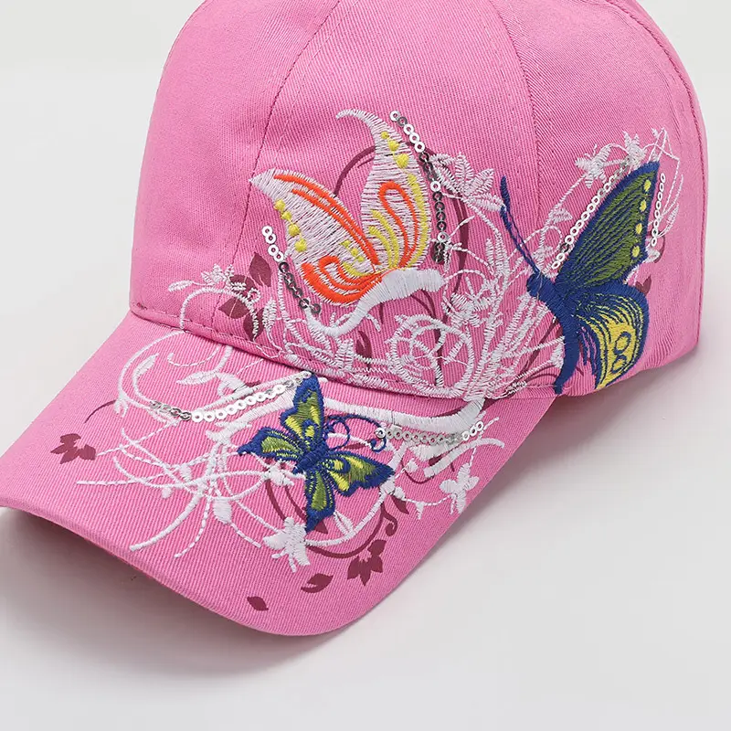Women's Butterfly Embroidered Baseball Cap with Curved Brim - Image 5