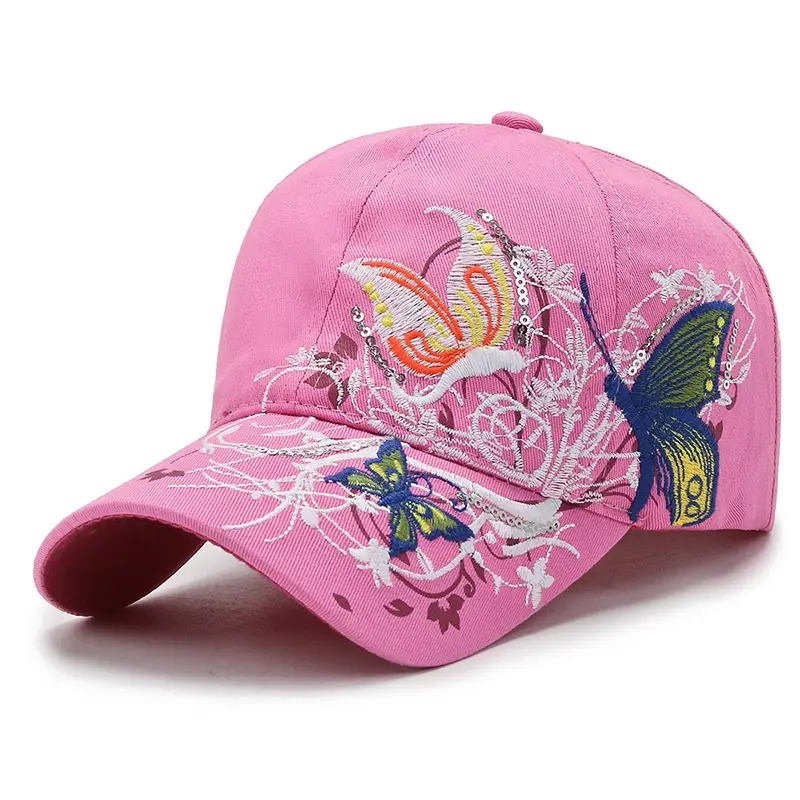 Women's Butterfly Embroidered Baseball Cap with Curved Brim - Image 7