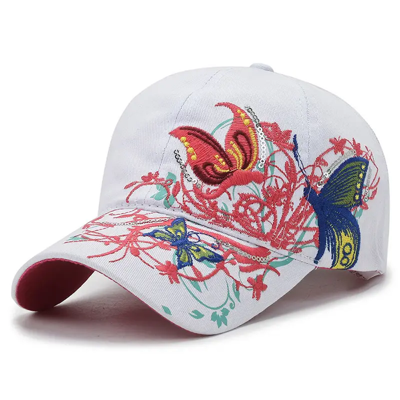Women's Butterfly Embroidered Baseball Cap with Curved Brim - Image 2