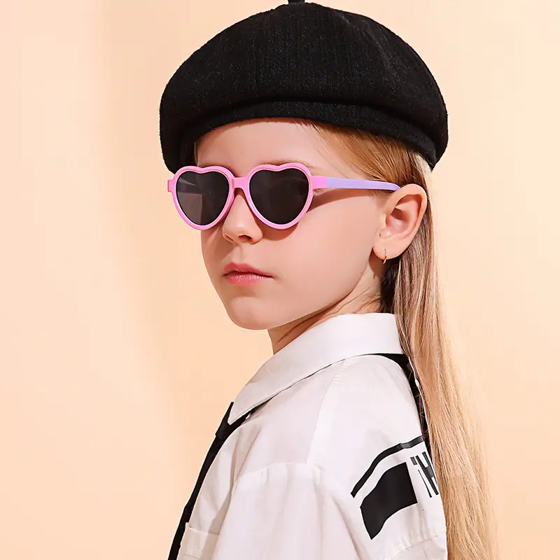 Heart Shaped Silicone Sunglasses for Kids Boys Girls Blue