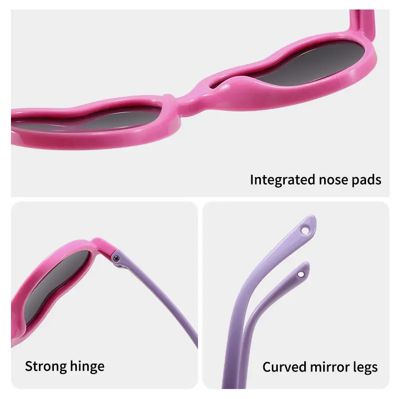 Heart Shaped Silicone Sunglasses for Kids Boys Girls Blue