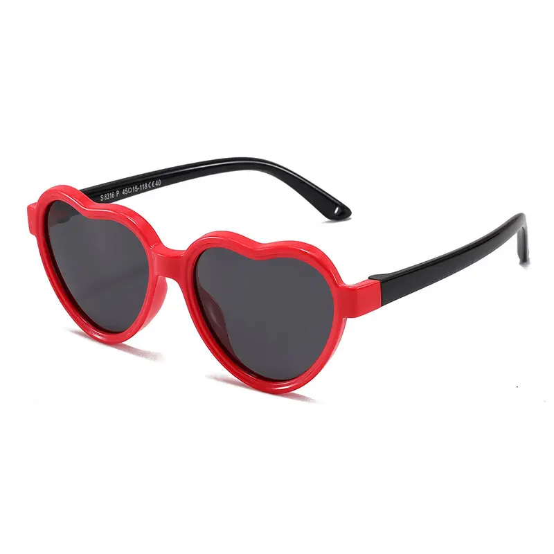 Heart Shaped Silicone Sunglasses for Kids Boys Girls Blue