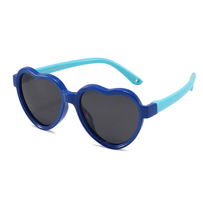 Heart Shaped Silicone Sunglasses for Kids Boys Girls Blue
