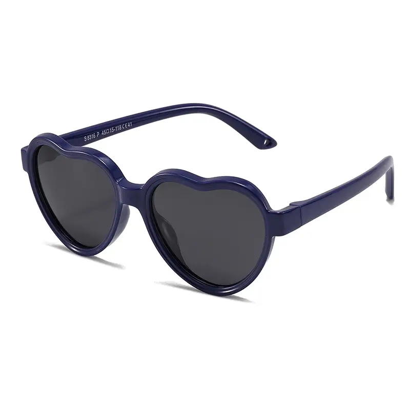 Heart Shaped Silicone Sunglasses for Kids Boys Girls Blue