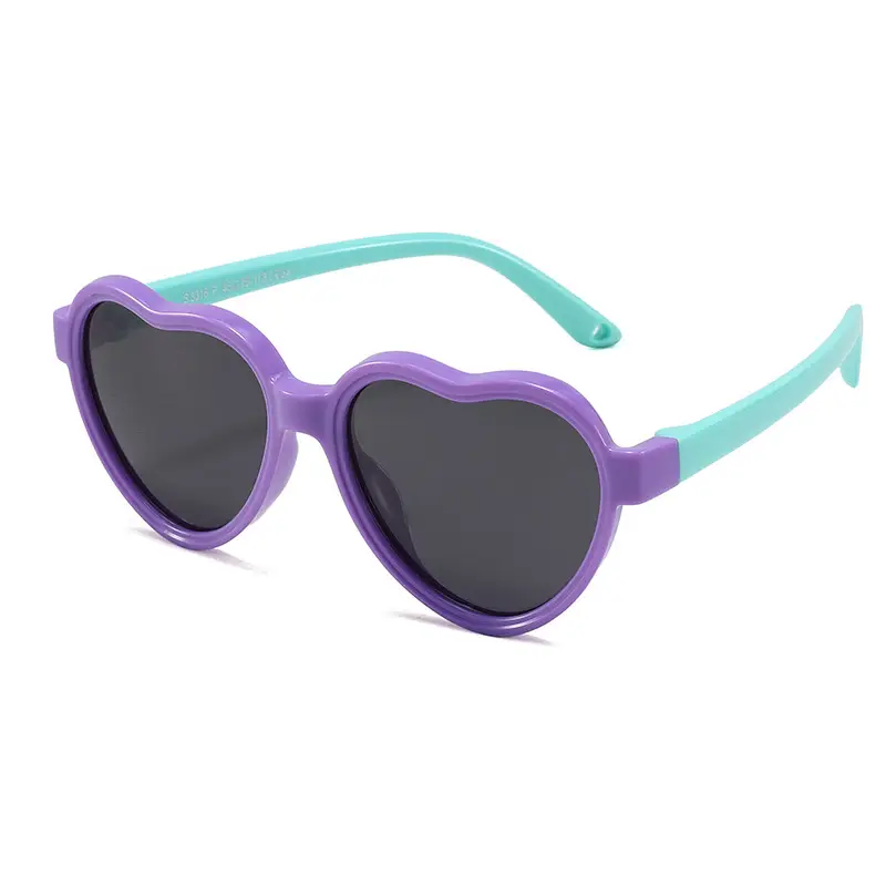 Heart Shaped Silicone Sunglasses for Kids Boys Girls Blue