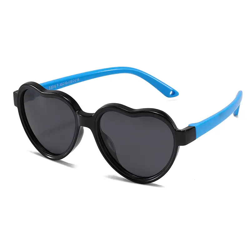 Heart Shaped Silicone Sunglasses for Kids Boys Girls Blue