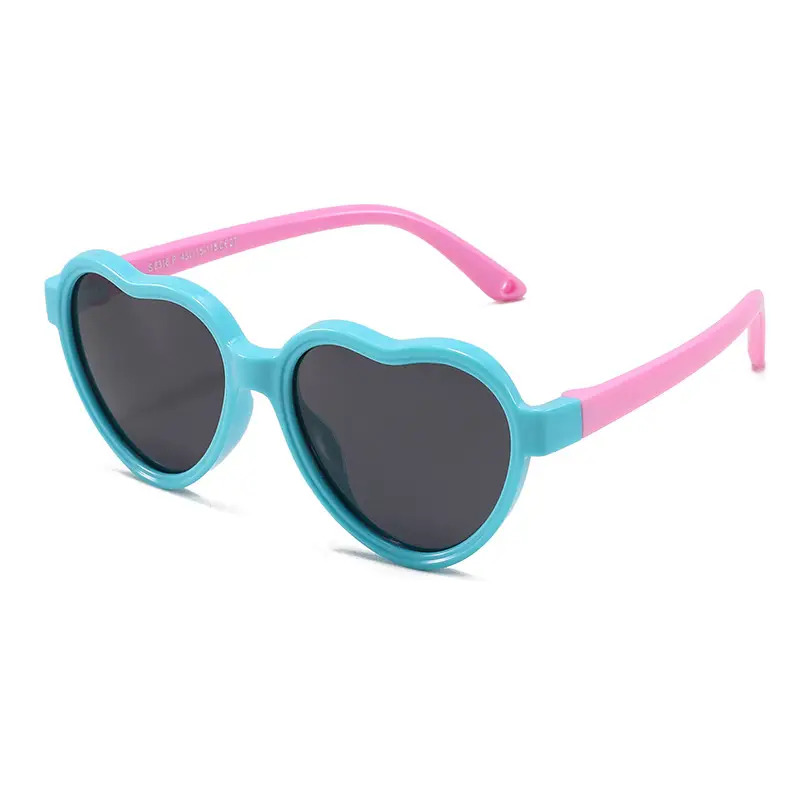 Heart Shaped Silicone Sunglasses for Kids Boys Girls Blue