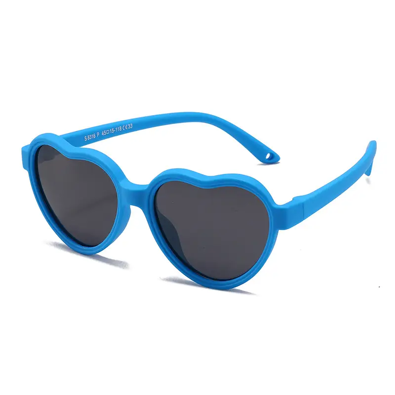 Heart Shaped Silicone Sunglasses for Kids Boys Girls Blue