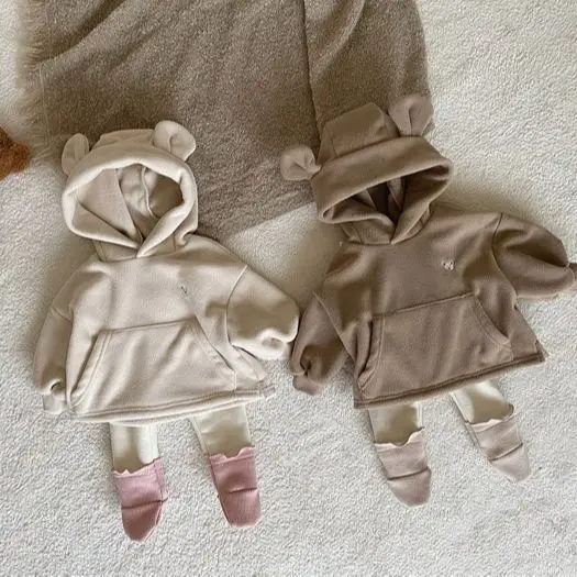 Kids Hooded Sweatshirt Bear Top Outfit Set - Image 5