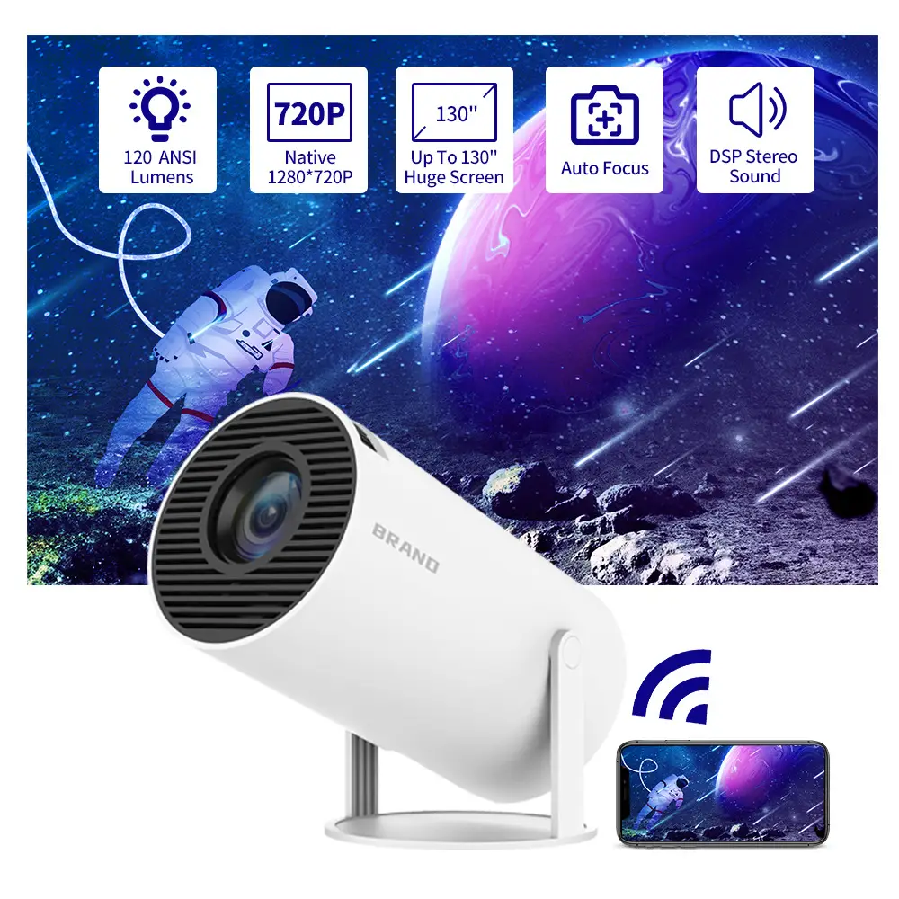Android Barrel Projector Hy300 Portable Projector Mobile Phone Projection Cross-Border Export Home Home Projector — feature 2