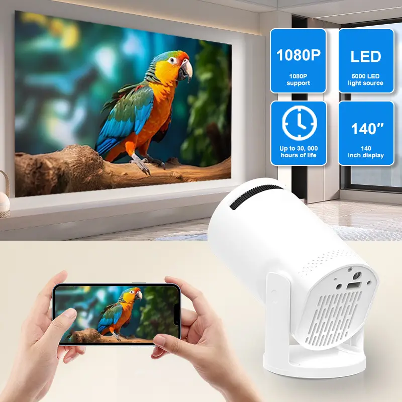 Android Barrel Projector Hy300 Portable Projector Mobile Phone Projection Cross-Border Export Home Home Projector
