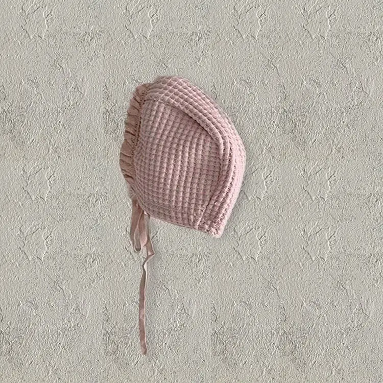New Waffle Baby Jumpsuit with Lace Cap Korean Style - Image 3