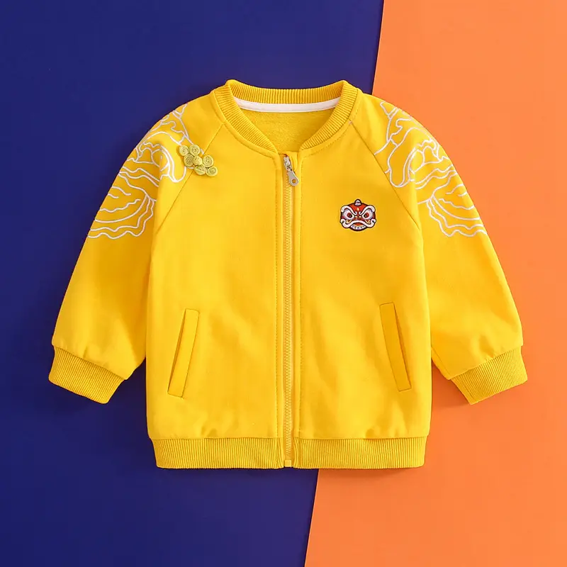 Red Embroidered Zipper Top Pants Set for Kids 1 Year Old - Image 2