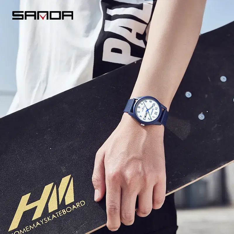 Sanda White Quartz Couple Watch with Calendar - Image 36