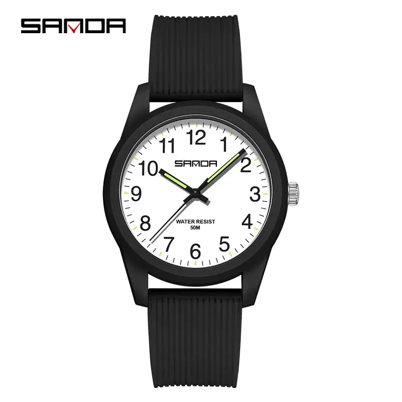 Sanda White Quartz Couple Watch with Calendar - Image 12