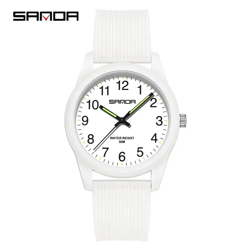 Sanda White Quartz Couple Watch with Calendar - Image 14