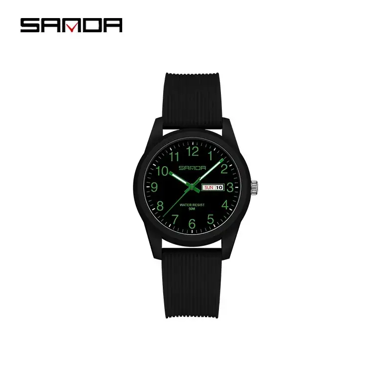 Sanda White Quartz Couple Watch with Calendar - Image 18