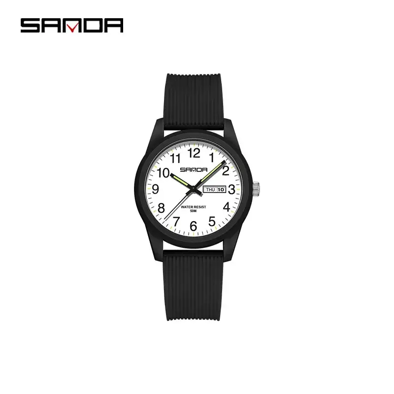 Sanda White Quartz Couple Watch with Calendar - Image 19