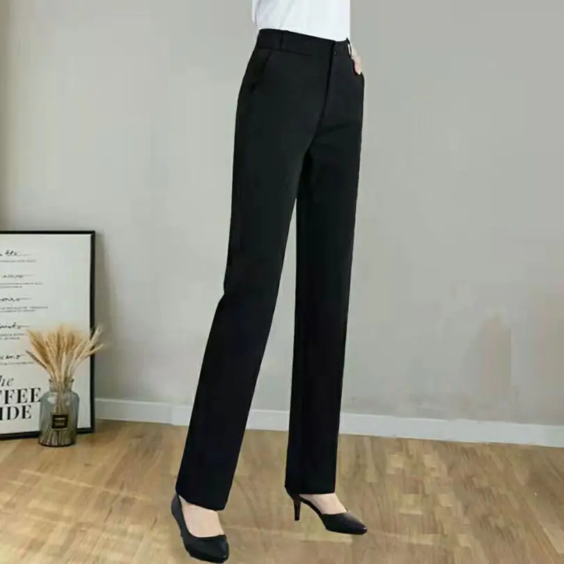 Black Slim Fit Mid Waist Pants for Women - Image 4