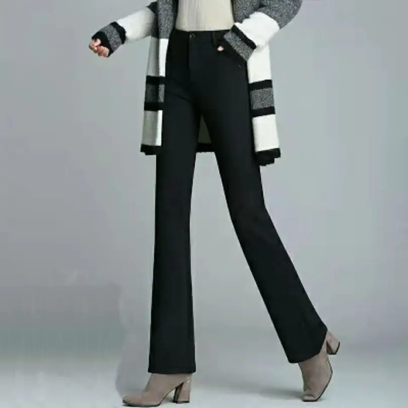 Black Slim Fit Mid Waist Pants for Women - Image 5
