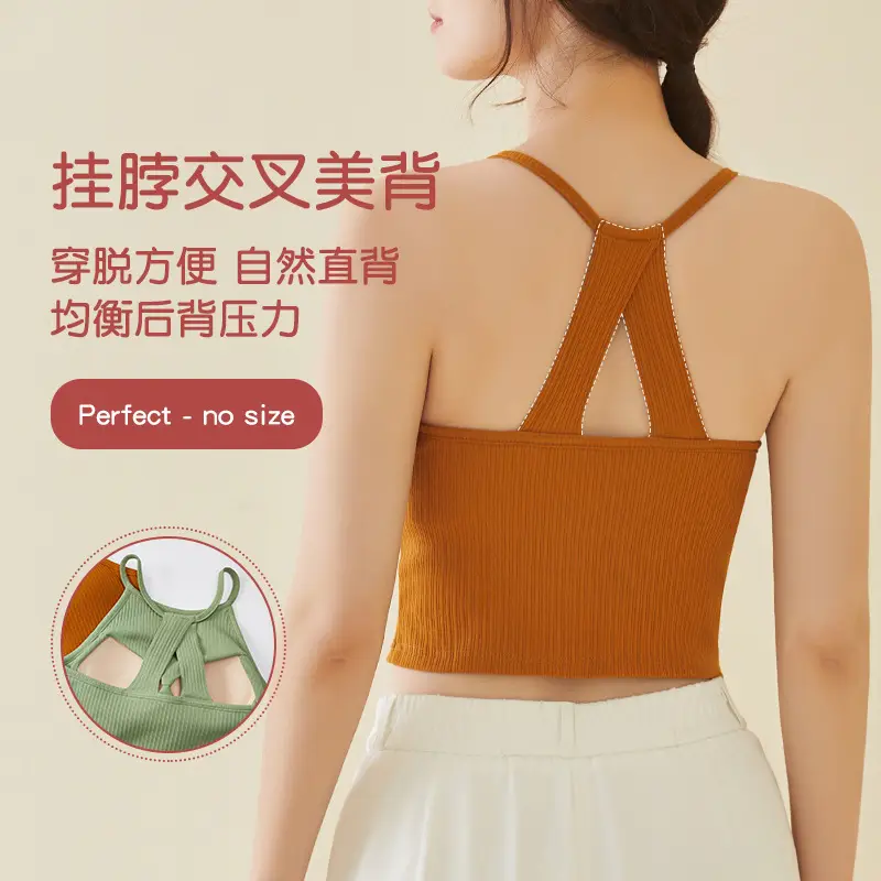 Women's Backless Bra with Chest Pad and Halter Belt