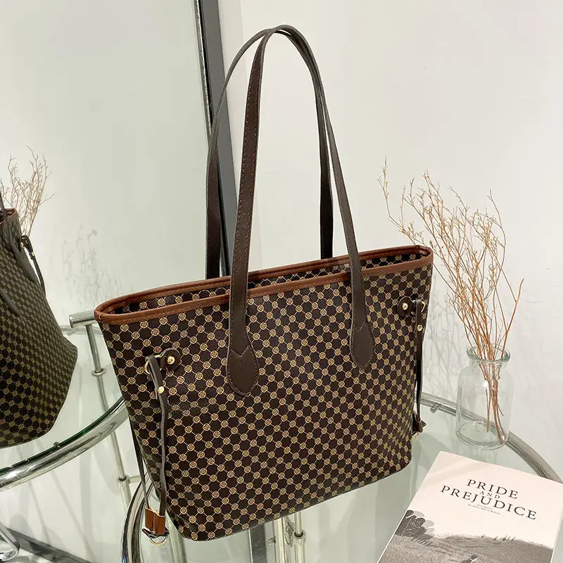Vintage Dot Printed Large Capacity Shoulder Bag for Women