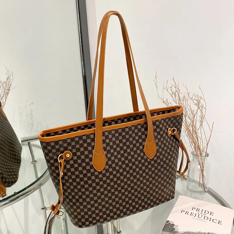 Vintage Dot Printed Large Capacity Shoulder Bag for Women