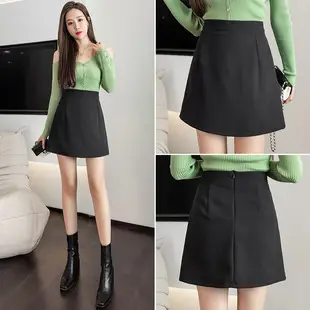 Black High-Waisted Mini Skirt A-Line One Step — feature 29