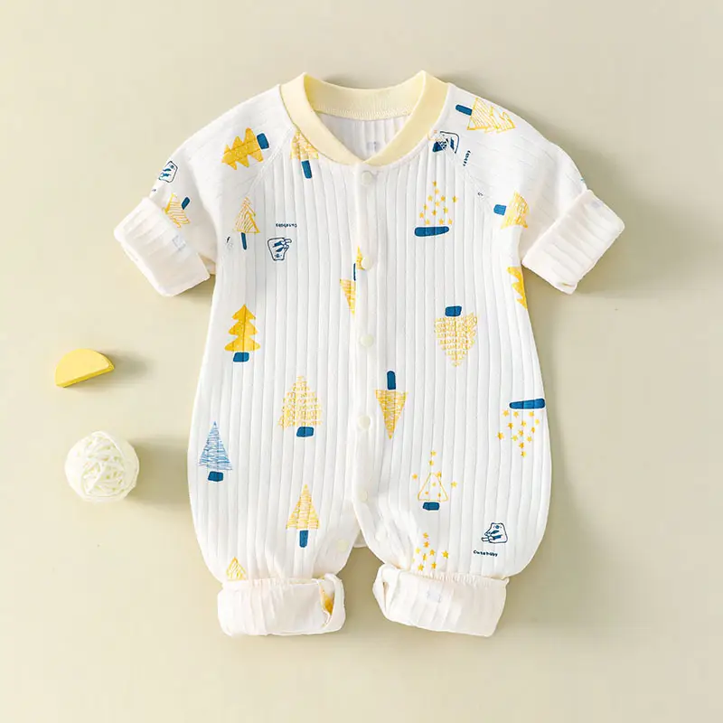 Newborn Boneless Jacquard Cotton Baby Suit White Blue - Image 3