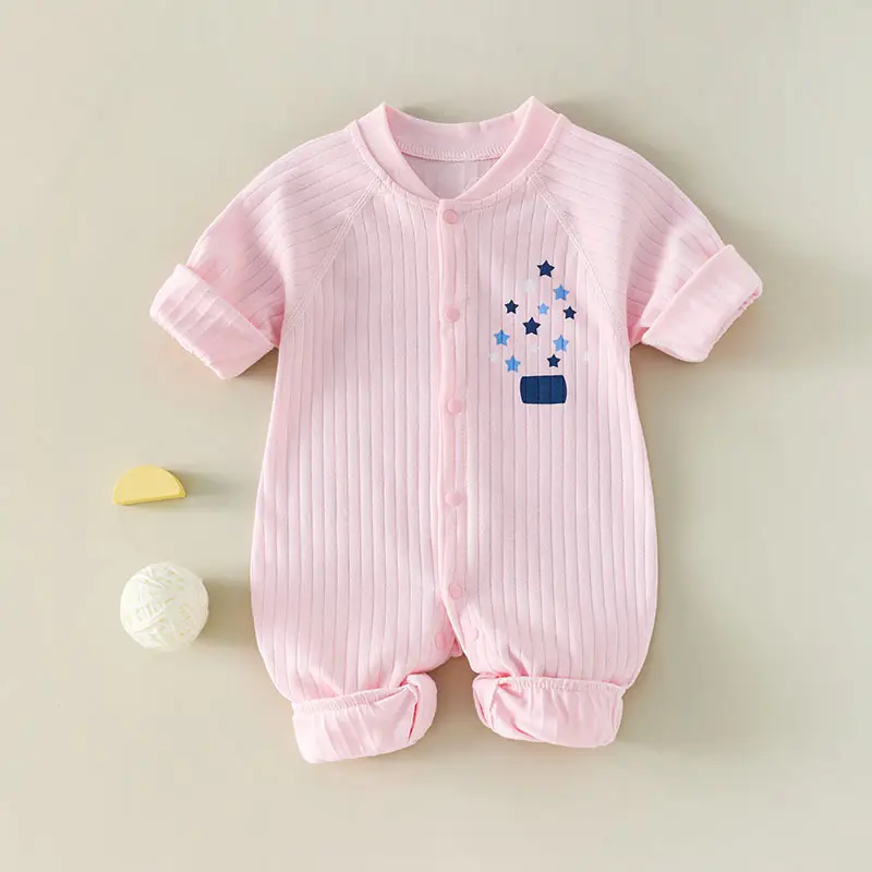 Newborn Boneless Jacquard Cotton Baby Suit White Blue - Image 4