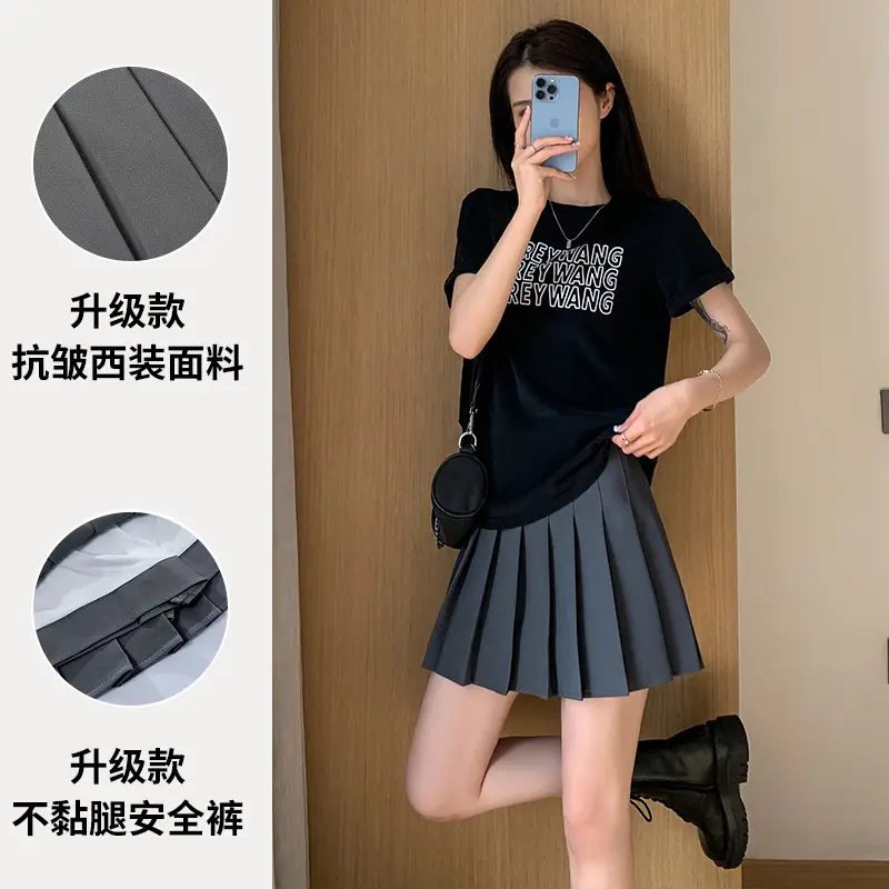 Black Pleated Skirt Women's Summer High Waist Autumn Winter New Large Size A-Line - Image 13