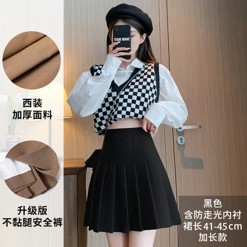 Black Pleated Skirt Women's Summer High Waist Autumn Winter New Large Size A-Line - Image 15