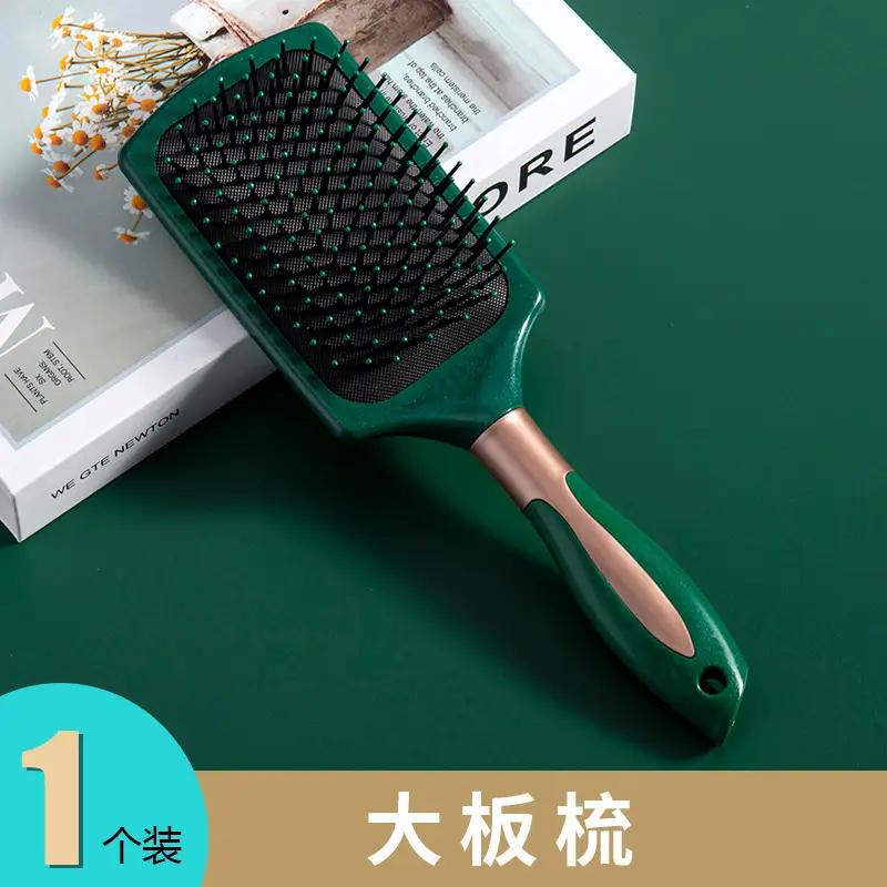 Dark Green Oval Hair Brush with Negative Ion Technology - Image 5