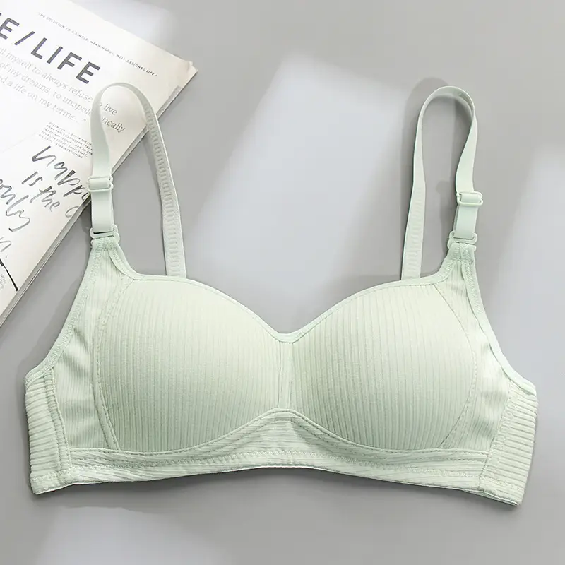 Side Collector Anti-sagging Underwear Women's Non-rimless bra for College Students High School Girls Small Chest Gathering Pure Cotton bra bra