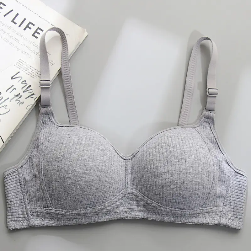 Side Collector Anti-sagging Underwear Women's Non-rimless bra for College Students High School Girls Small Chest Gathering Pure Cotton bra bra